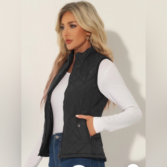 NWT - Allegra K Puffer vest - Stand Collar Lightweight Gilet Quilted Zipper Vest - Picture 2 of 8